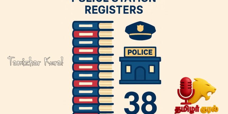காவல் நிலையத்தில் பராமரிக்கப்படும் 38 பதிவேடுகள்