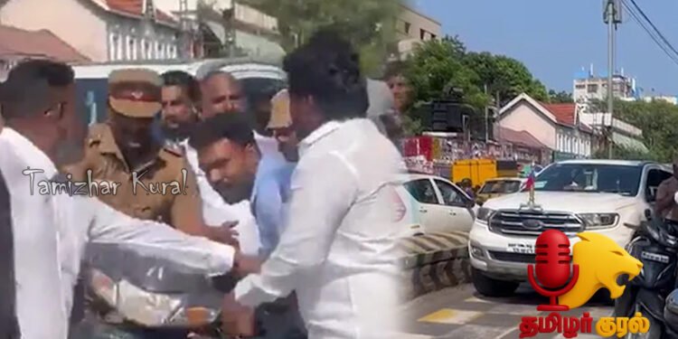 பைக் மீது மோதிய திருமாவளவன் கார்